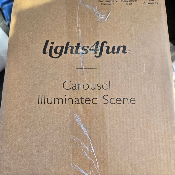 11" Red & White LED Animated Christmas Carousel with Horses - Picture 4 of 7